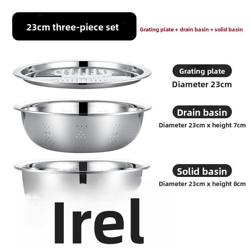 

Многофункциональный набор для резки овощей из нержавеющей стали с теркой, слайсером и миской-дуршлагом 26cm