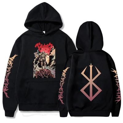 Berserk Guts Kapüşonlular Japon Anime Grafik Harajuku Gotik Hoody Erkekler Unisex Hip Hop Streetwear Manga Kazak Erkek Sudaderas
