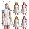 Glittering Alien Cosplay Dress for Women S-4XL - Outer Space Cutie Costume with Cap Sleeve and Alien Hair Hoop Halloween Party