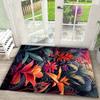 Tropische Natur Fußmatte mit lebhaften floralen Vogel-Schmetterlingsmustern Weiche rutschfeste Matte für Hauseingang Terrasse Balkon