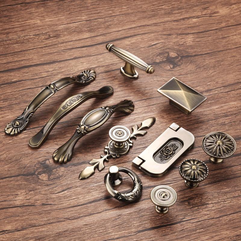 Bronze Series Cabinet Handles Zinc Alloy Antique Cabinet Pulls Drawer Knobs Wardrobe Door Handle Furniture Handle