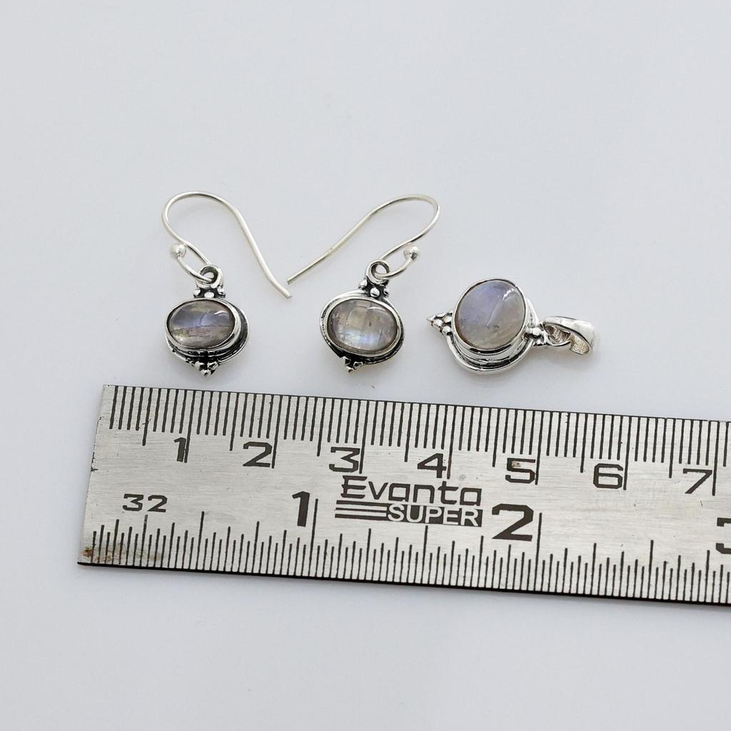 925 Sterling Silver Moonstone Pendant Earring Set, Silver Women Jewelry, Handmade Jewelry, Gift For Her An0450-516