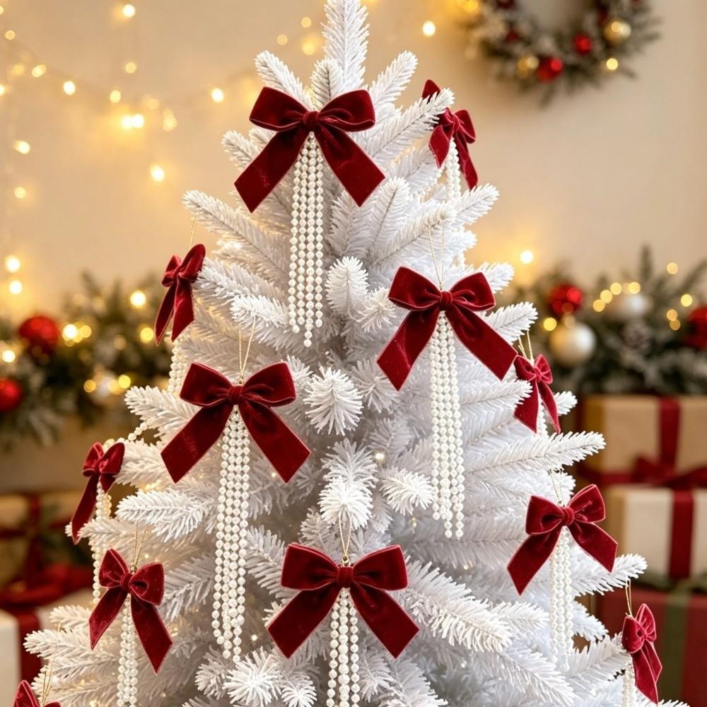 Red Color Red Ribbon Bows Gold Twist Ties Gift Wrap Bows Elegant Christmas Tree Bows Gift Wrapping