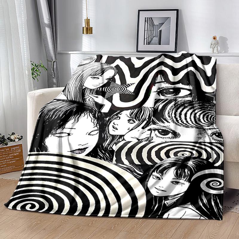 1pc Blanket Thriller Manga Junji Ito Tomie2 Print Design, Lightweight Blanket for Sofa, Bed- Soft &Warm, Gift for All Seasons Like Christmas, Hallowee