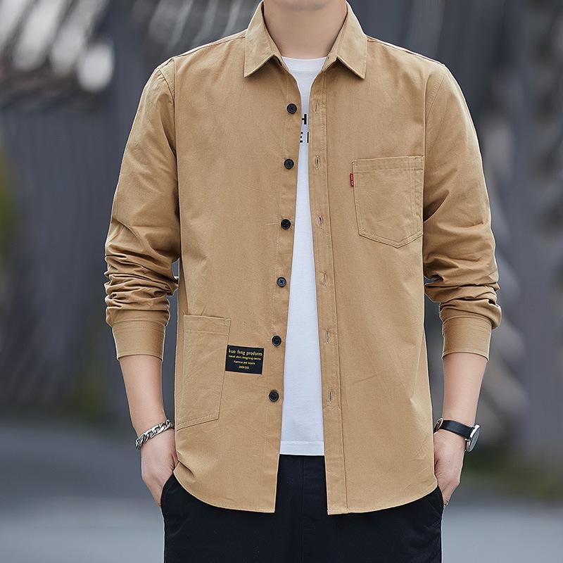 Men's Shirt, Long-sleeved Loose Lapel, Pure Cotton Shirt, High-end Men's Jacket, Men's Versatile Spring Handsome