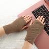 Winter Fingerless Mittens Solid Color Female Gloves Knitted Mittens Plus Velvet Half-finger Gloves