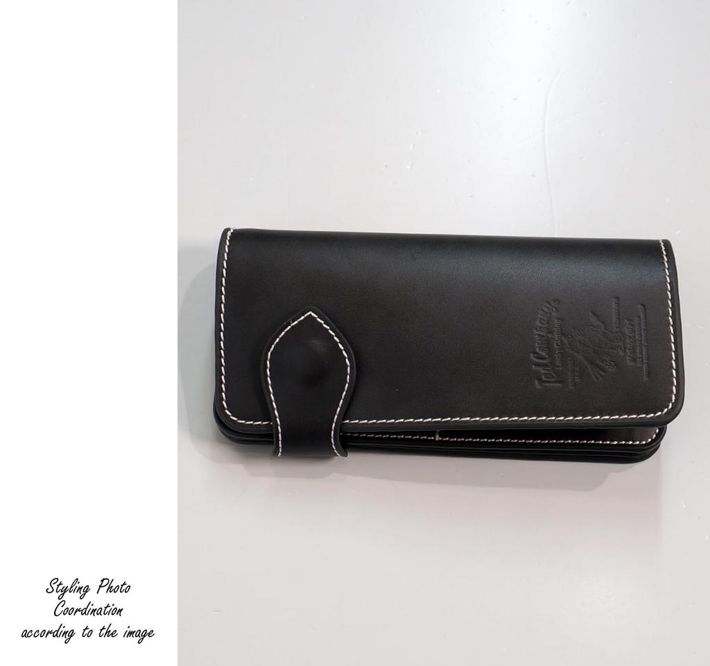 Tedman Emblem-Engraved Leather Long Wallet for Men, TEDMANS tdw-270 (Black)