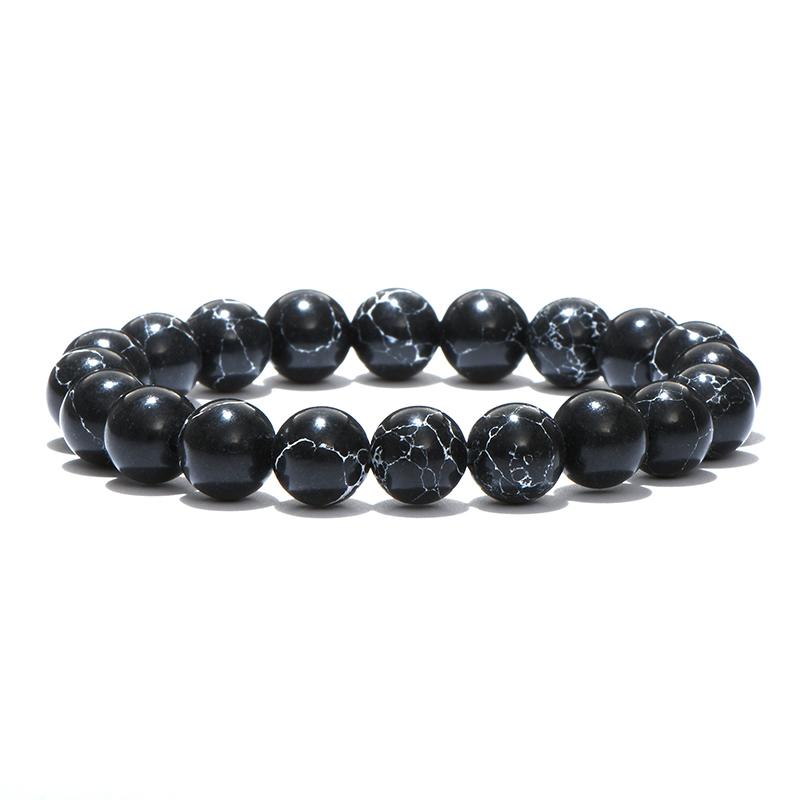 New Simple Style 8mm Gemstone Stretch Beaded Bracelet Men Women Natural Tiger Eyes Lava Onyx Stone Hand Accessories Pulseria