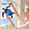 Beach House Decorations Sea Turtle Suncatcher, Acrylic Window Hanging Ornament, Faux Stained Glass Gifts for Lovers Coastal Decor Ocean Lovers, Garden
