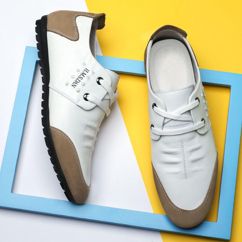 

Осенняя повседневная корейская версия кожаной обуви для молодых мужчин с дышащей мягкой подошвой и мягкой поверхностью, модная обувь для вождения 38