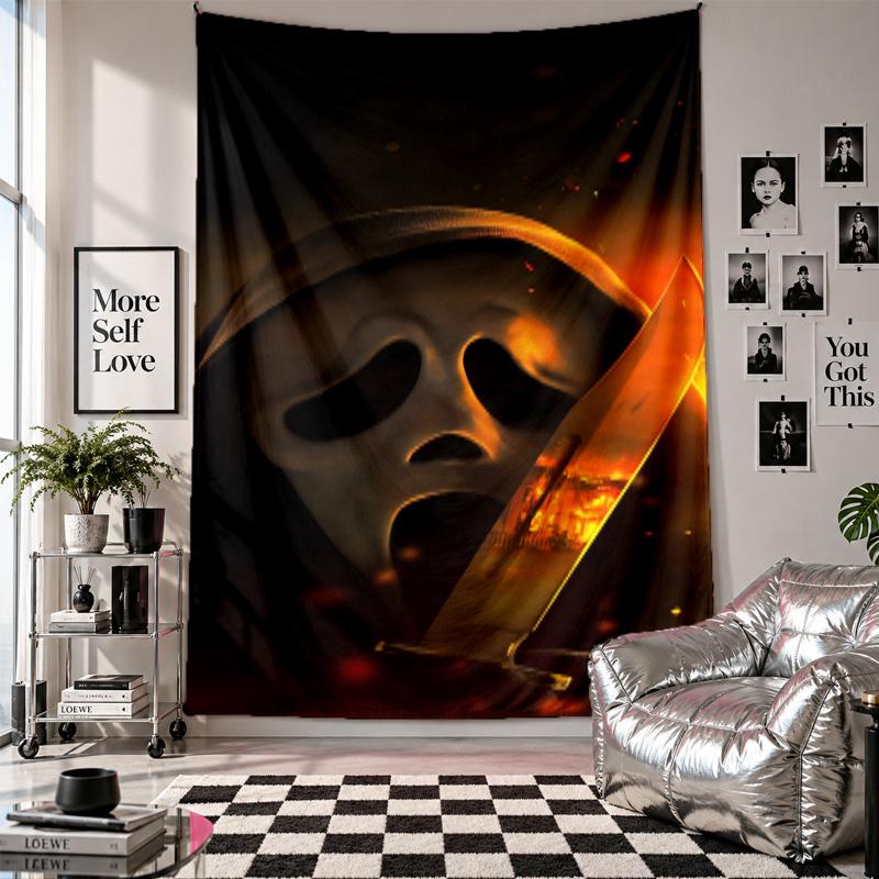 Wall TapestryScream Ghostface Art Hanging Cloth Decorative Background Cover for Room Decoration