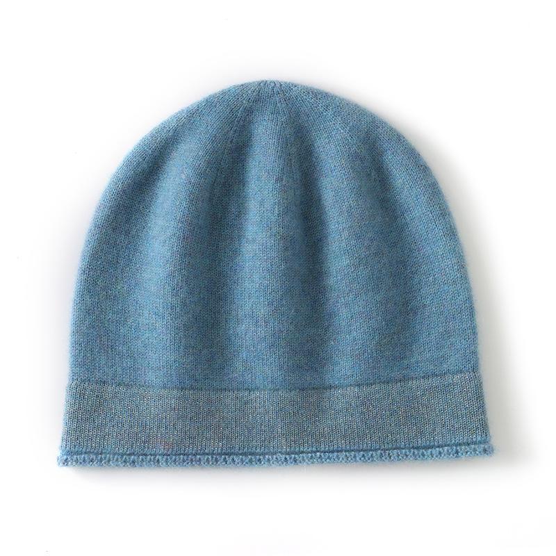 Cappello in Cashmere Autunno Inverno Nuovo Unisex di Alta Gamma Tinta Unita Lavorato a Maglia per Esterno Caldo e alla Moda con Filo d'Oro