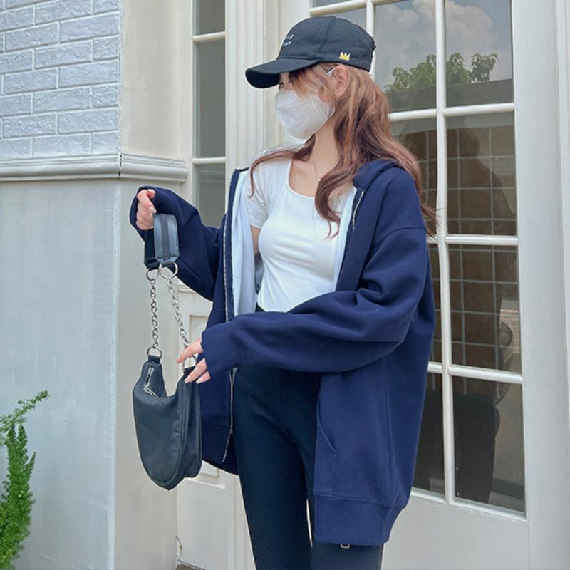 Women's Hooded Sweatshirt/zip-up Cardigan for Autumn/winter; Casual Outerwear for Women