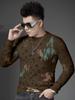 European Style Round Neck Long-Sleeve Knit Sweater for Men, Autumn and Winter 2025 New Trendy Velvet Print Warm Sweater for Men