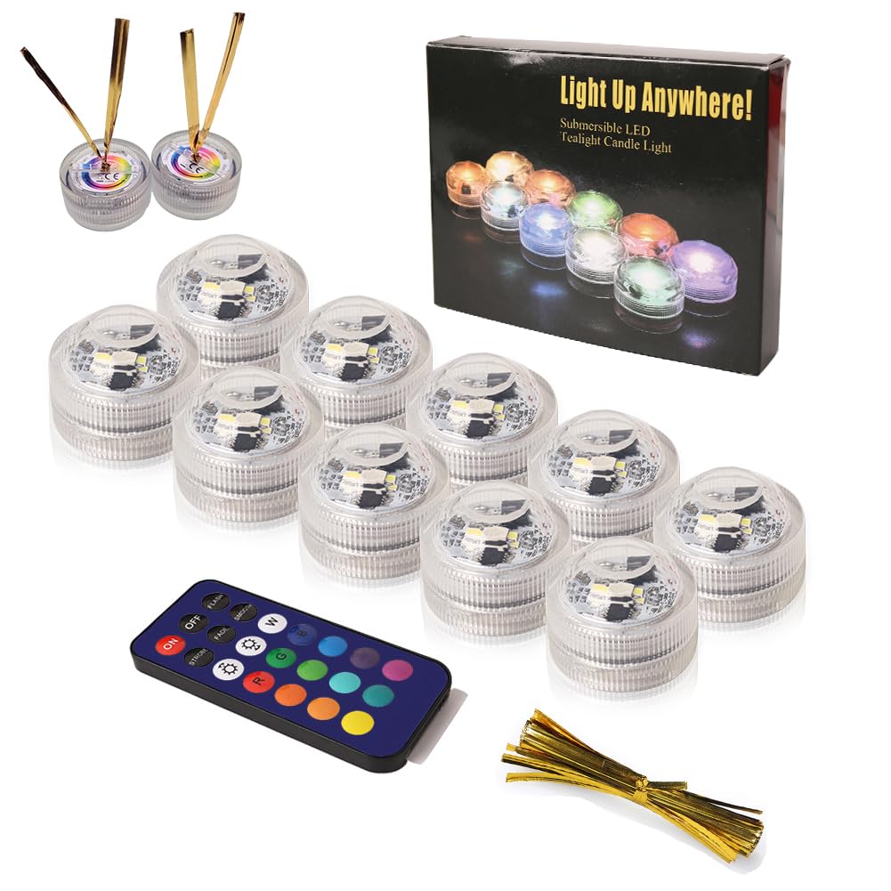 

BigFox LED Submersible Candle Lights with Remote Control, Waterproof Vase Light, Small Candle Light with 13 Color Switching Options, Perfect for