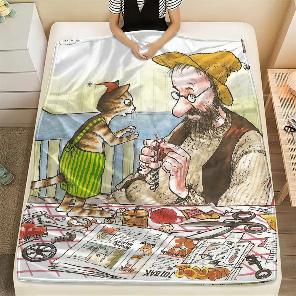 Pettson and Findus2 Flannel Blanket, High Quality Comfortable for All Seasons, Home Decor, Warmth and Comfort
