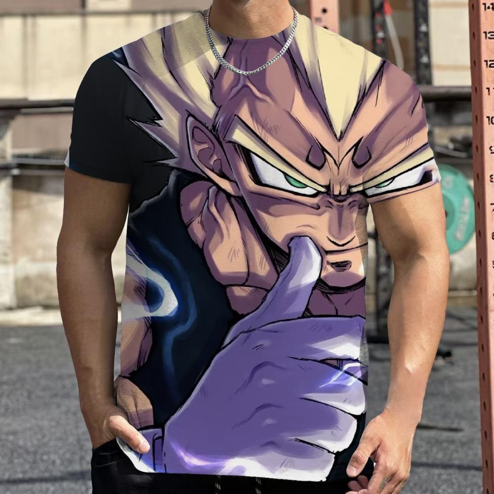 2026 Fashion Dragon Ball 3D Harajuku Men's T-Shirt Summer Short Sleeve Crew Neck Goku Vegeta Casual Versatile Top