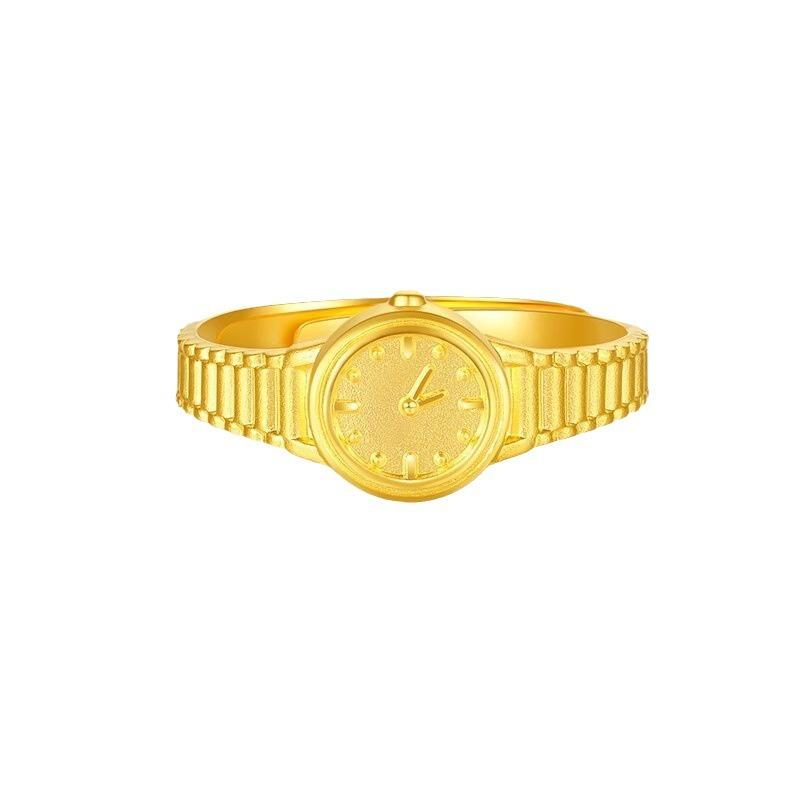 YL Children's 999 Gold Plated Sterling Silver Natural Stone Ring for Anniversary Gift
