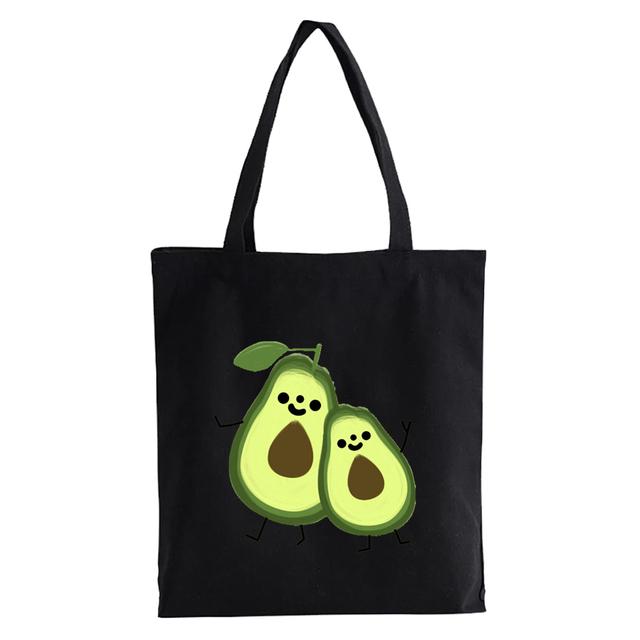 Холстовая сумка-тоут с мультяшным принтом авокадо многоразовая женская сумка-шоппер модная женская эко-сумка Kawaii 2530cm 790₽
