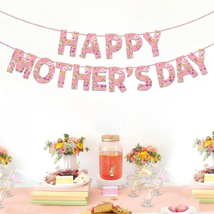 Mother’s Day Decoration Flag - Vibranted Color Bunting Supplies for Creating Celebration for Moms