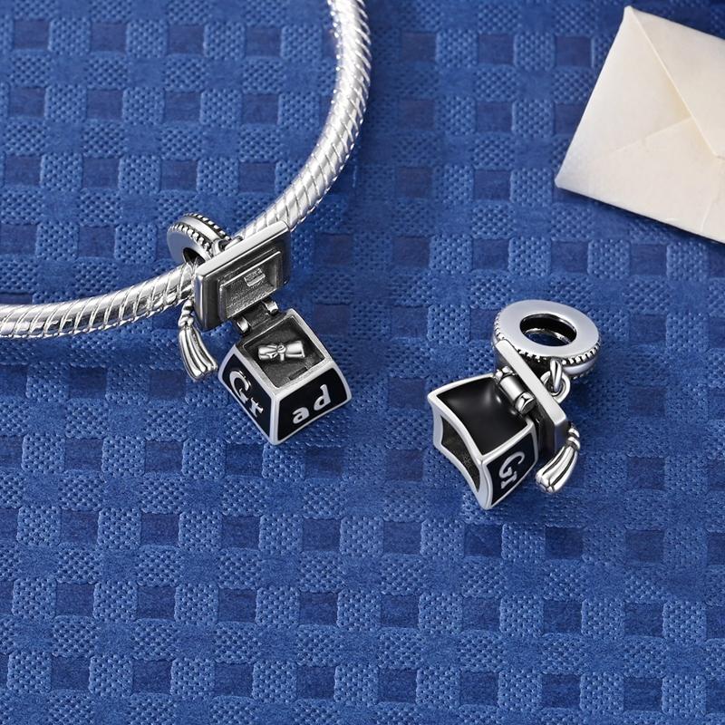 Charms 925 Silver Happy Graduation Series Bachelor's Cap Floral Charm Beaded Pendant Fit Bracelet Necklace Jewelry Gift