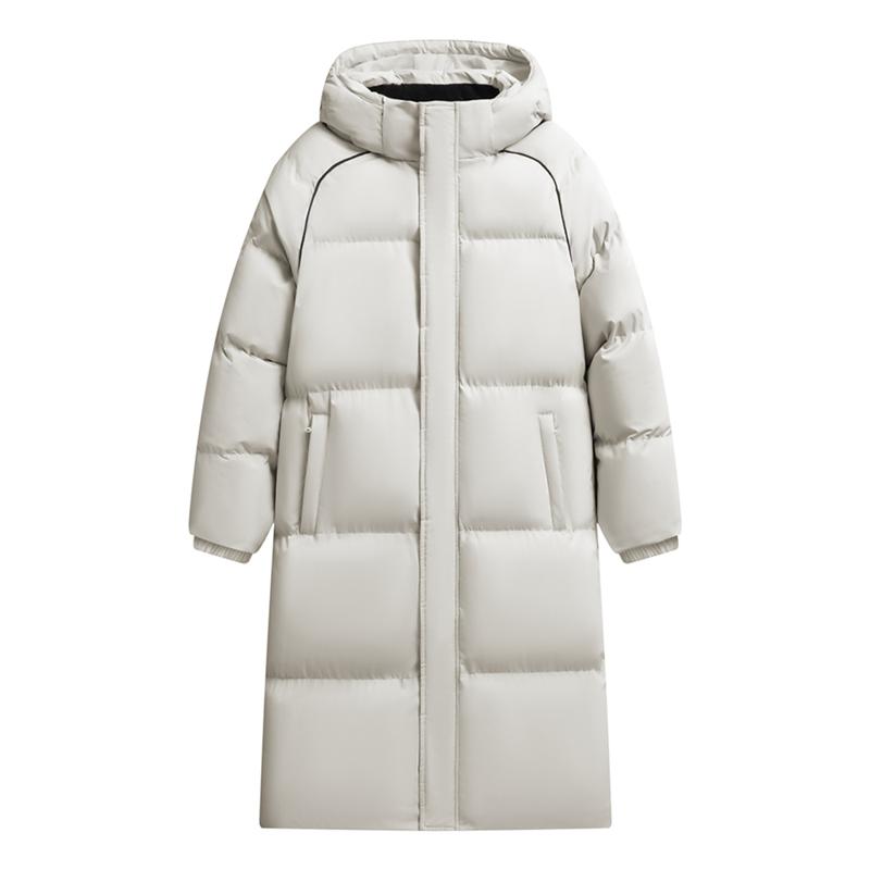 Winter warm vintage windproof mid-length down jacket for men fashion zipper hooded parka