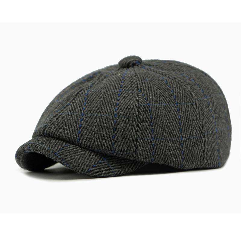 Bavlněný baret Pánská malířská čepice Newsboy čepice Klobouk Rybí kost Osmihranný klobouk