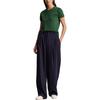 Polo Ralph Lauren FW24 Solid Color Small Pony Embroidered Round Neck Loose Short Sleeve Knit Top Women tops Green WMPOSWENC021040-300