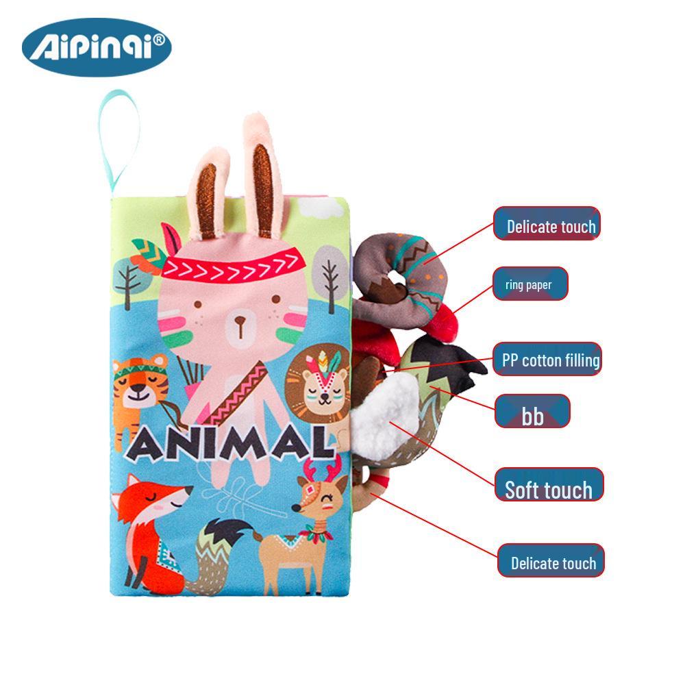 Aipinqi Baby Animal Tail Cloth Book – Tear-Resistant, Crinkle Paper Educational Toy for Early Learning.