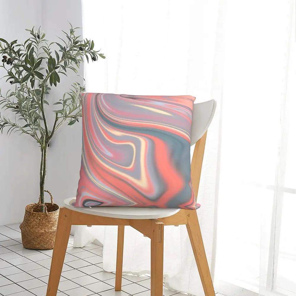 Coral Colored Marble Liquid Pillowcase Printing Polyester Cushion Cover Gift Design Pillow Case Cover Home Zippered