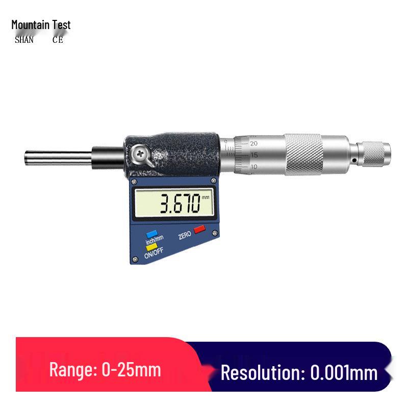 Shan Ce High-Precision Digital Micrometer 0-25mm, 0.001mm Accuracy, Flat Head