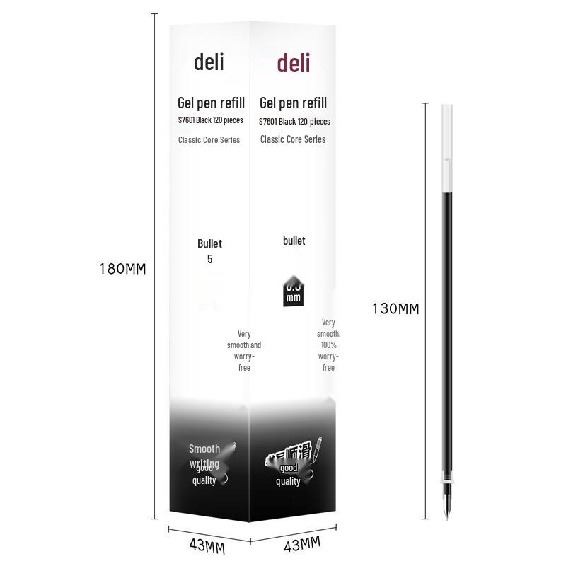 Deli S760 0.5mm Black Gel Pen Refill (60-Pack)