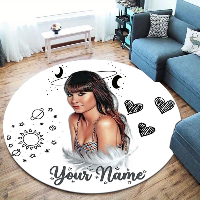 Aitana Custom Name Round Area Rug,Carpet Rug for Living Room Bedroom Sofa Playroom Decor,Non-slip Floor Mat
