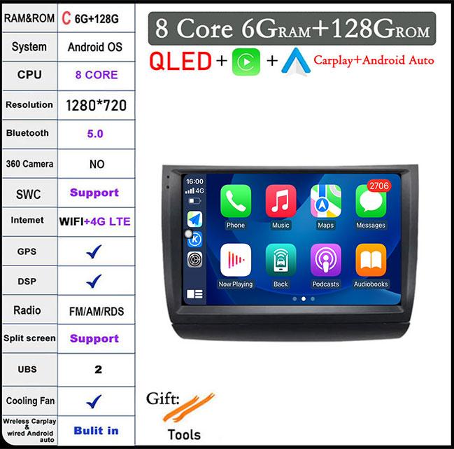 For Toyota Prius 20 2003-2009 Android Auto CarplayMultimedia Video Player Navigation Stereo Car RadioWIFI 4G GPS