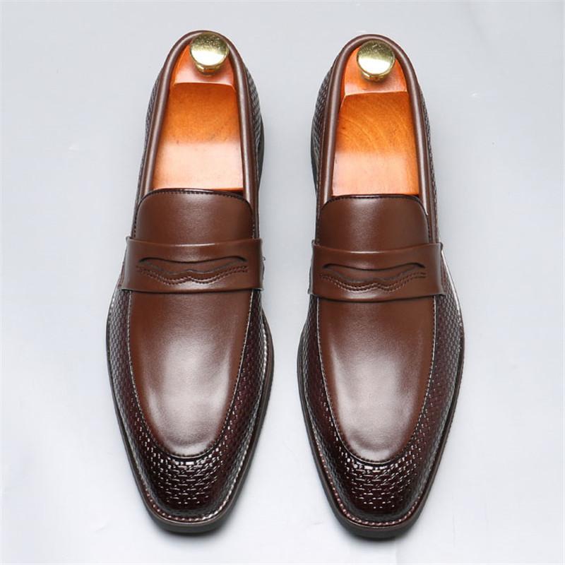 Luxury Fashion Designer New Black Brown Patchwork Casual Shoes For Men Penny Loafter Formal Wedding Dress Homecoming
