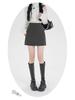 Women's High-Waisted Gray Polka Dot Woolen Half-Skirt - Slimming, Thickened, Petite Fit for Autumn/Winter 2025