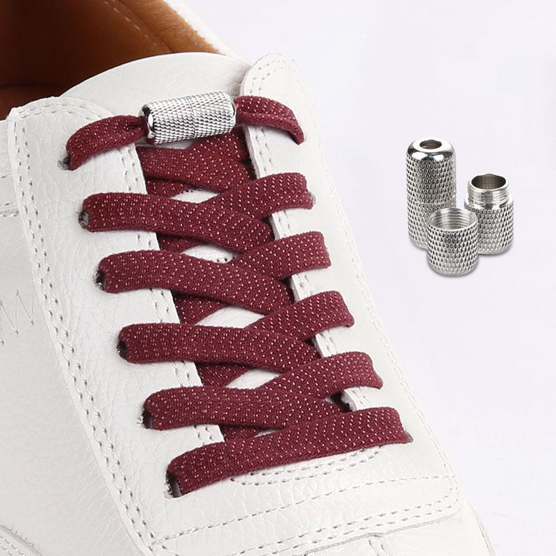 Elastic Flat Shoelaces for Sneakers No Tie Shoe Laces Metal Flower Noodle Capsule Buckle One Size Fits All for Kids and Adults