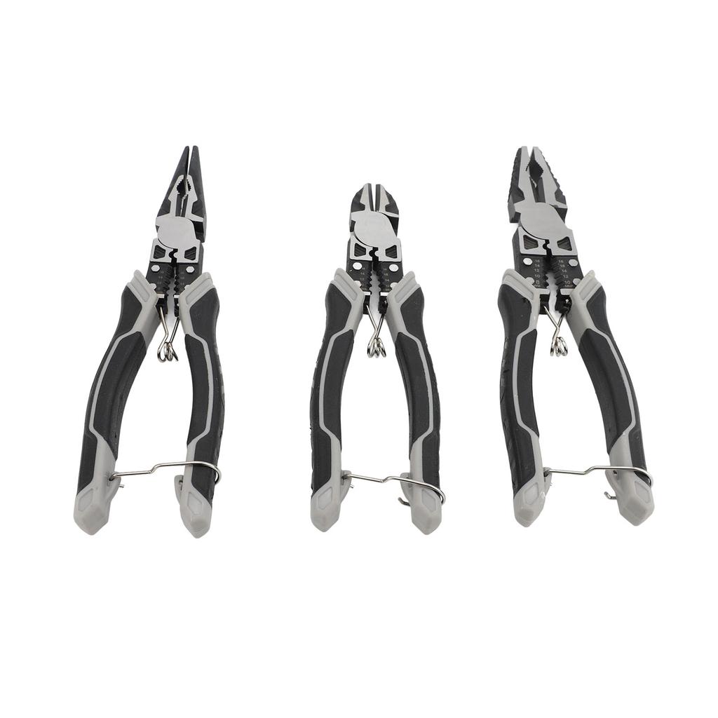 3 Pcs Pliers Set Carbon Steel Multi Functional Wire Stripper Crimper Cutter for Repair