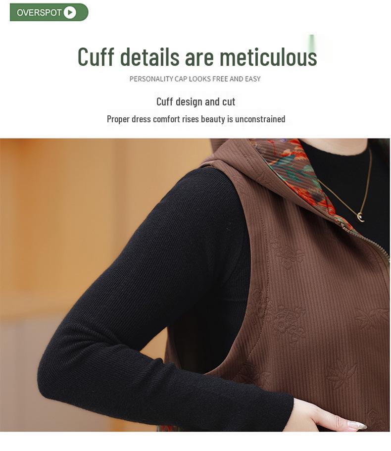 Plus Size Sleeveless Vest for Middle-aged and Elderly Women - Spring/Autumn Outerwear