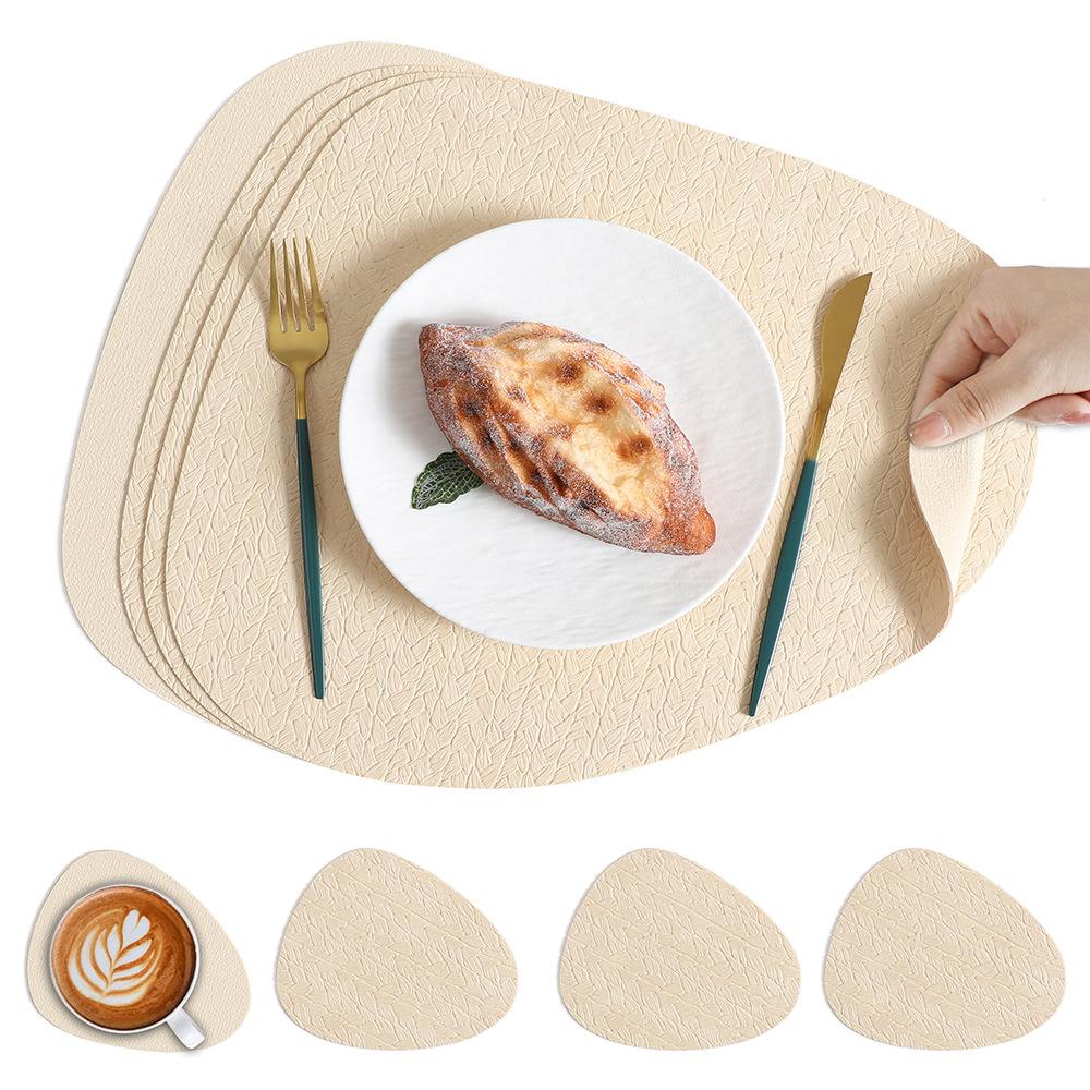 Nordisches ins Wassertropfen-Leder-Tischset wasserdichte und ölabweisende Matte Reiskornmuster Wärmedämmmatte Schüsselmatte Wassertropfen-Tischset
