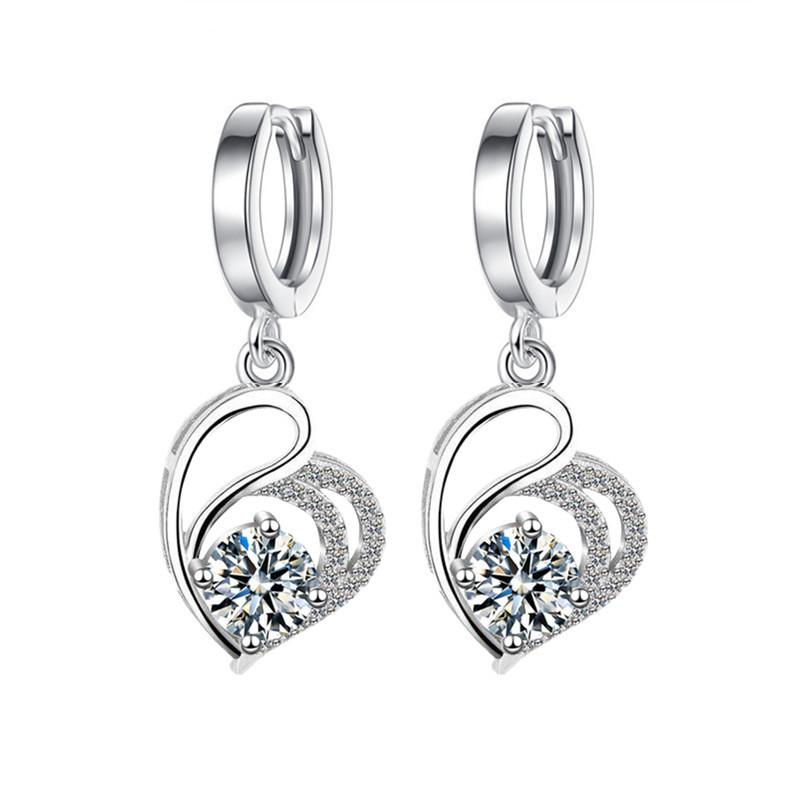 

Серьги с имитацией муассанита и бриллиантами, серьги в форме сердца, женские серьги EK-3