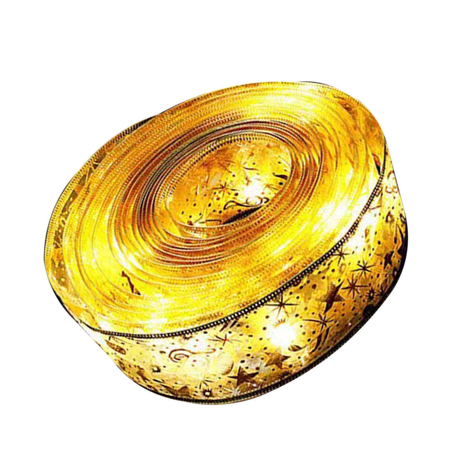 

LED Christmas Ribbon Light 5cmx5m High Brightness Double Layer Gold Foiling Holiday Ribbon Light