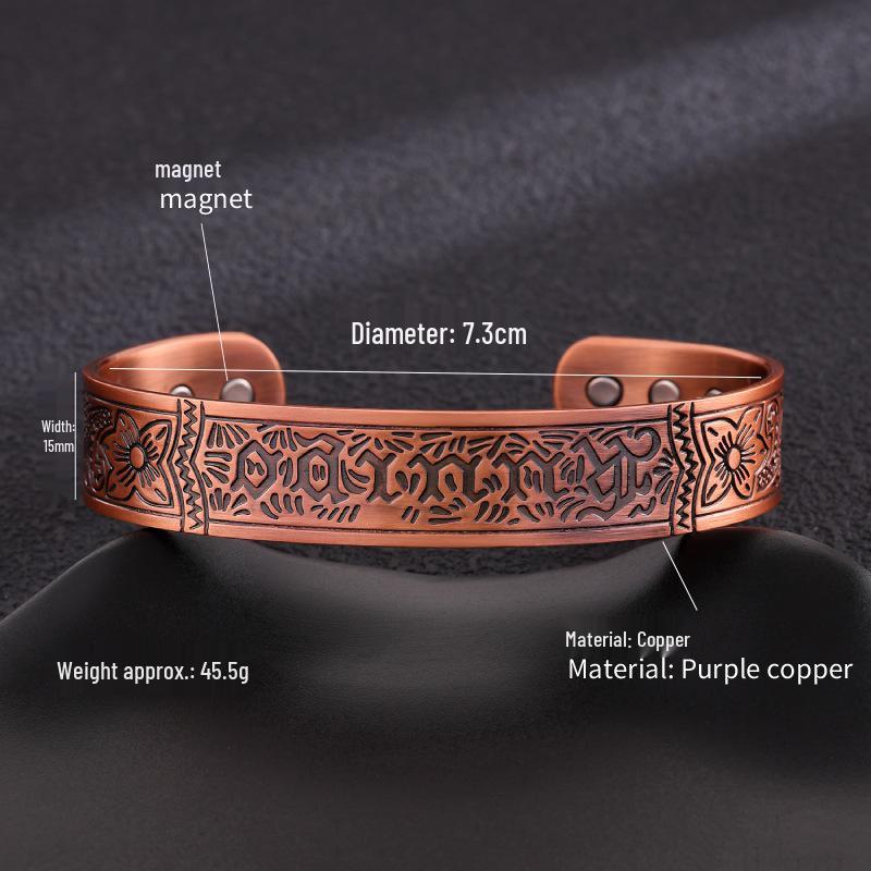 Purple Copper Magnet Bracelet - Adjustable Pure Copper Hand Jewelry