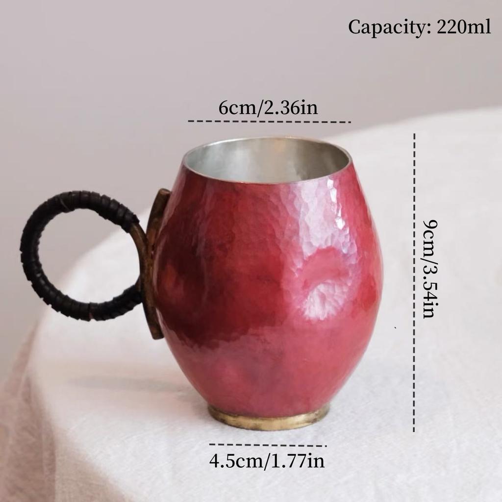 Pure Copper Coffee Mug ,Handcrafted Retro Engraving Hammer Texture 260 ml Beer Moscow Mule Tumbler Water Cup,Tea Water Tableware