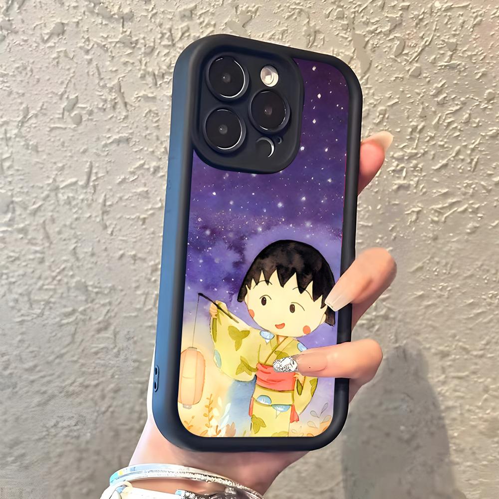 Chibi Maruko-chan Phone Case For IPhone 17 Pro Max 16 15 14 Pro Max IPhone 13 Pro Max 11 Plus Silicone Cover