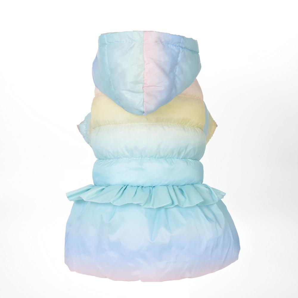 

Осенне-зимняя одежда для собак, градиентное радужное контрастное платье принцессы, плотный теплый ветрозащитный горнолыжный костюм с капюшоном 18 разноцветный