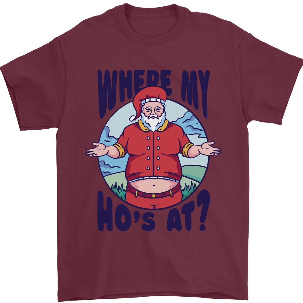 Father Christmas Where My Hos at Unisexs TShirt 100 Cotton S
