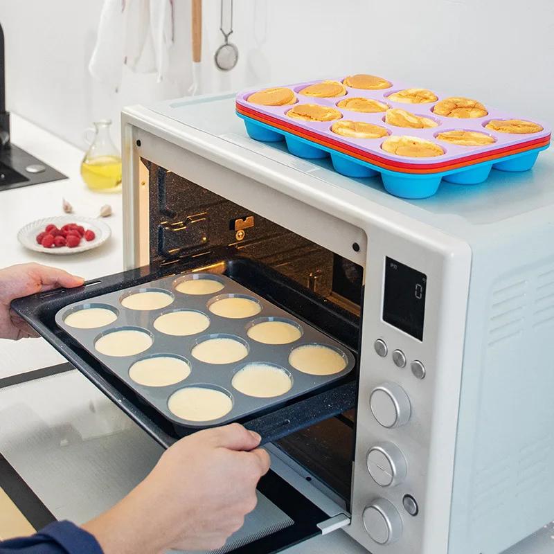 12 Holes Silicone Baking Mold for Baking 3D Bakeware Chocolate Round Sphere Mold Cupcake Pan Cake DIY Muffin Kitchen Tool