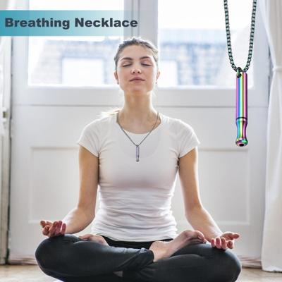 Halskette mit Anhänger aus Edelstahl zum Atmen, für achtsame Entspannung, Gesundheitskette, verbesserte Atmung, Stressabbau