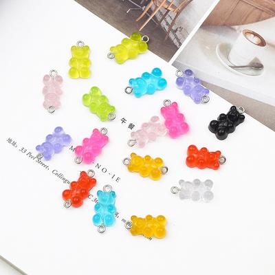 10PCS DIY Necklaces Pendant  Handmade Chain Candy Colored Resin Teddy Bear Beads Jewelry Accessories  For Women Female Party Gift Delicate Jewelry